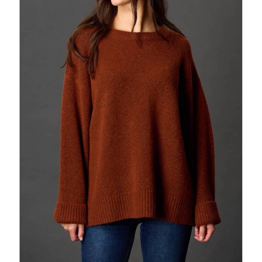 NEW BEFORE YOU round neck two tone sweater in bronze